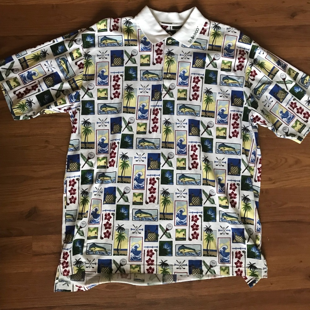 Men’s Tabasco print golf shirt